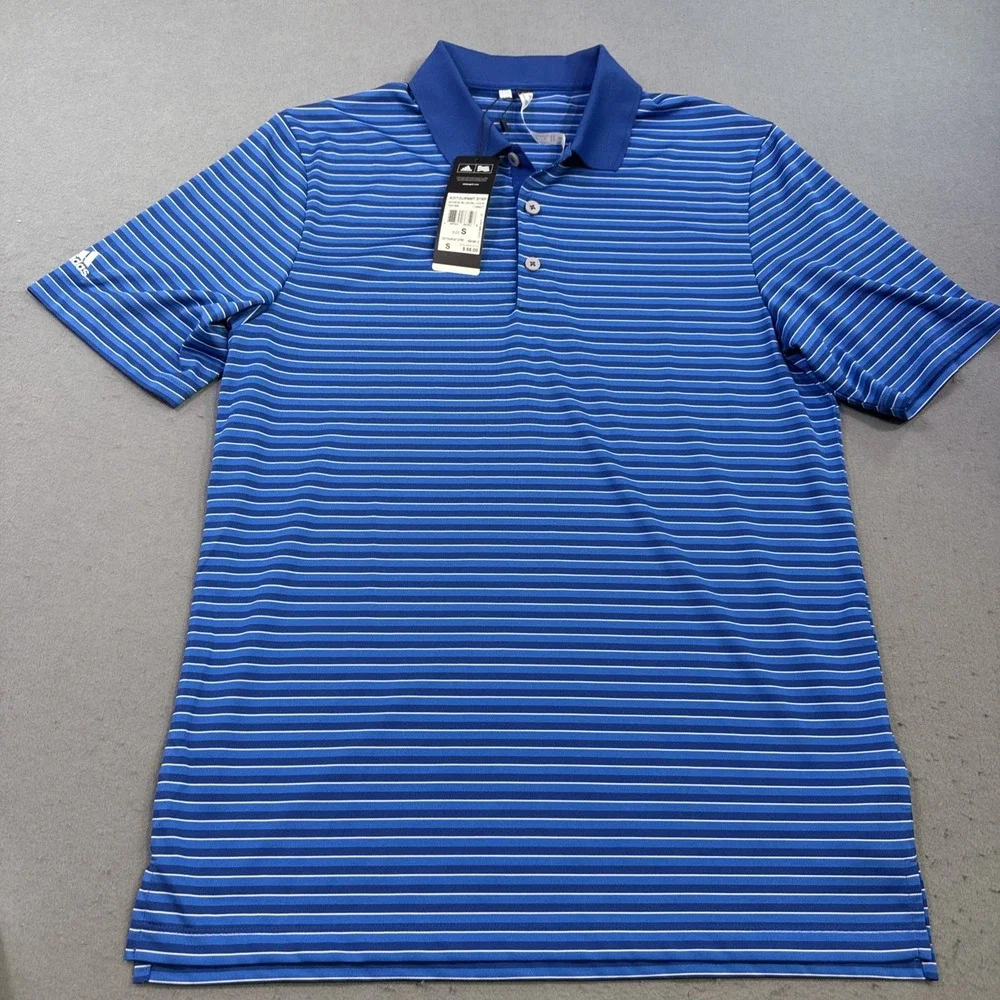 Nike GOLF SHIRT Dri-FIT Men's SMALL PERFORMANCE Stripped  NAVY